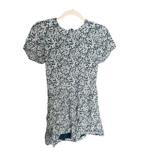 Abercrombie & Fitch Floral Romper Size Small Open Back Tie Blue White